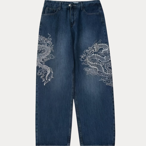 Dragon Embroidered Harajuku Jeans